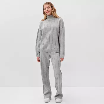 Костюм женский (джемпер, брюки) MINAKU: Knitwear Collection, размер 50-52, светло-серый