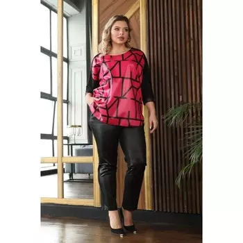 Костюм женский: джемпер, брюки, размер 52, цвет фуксия