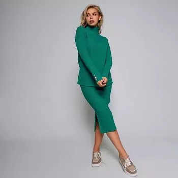 Костюм женский (джемпер/юбка), цвет зелёный, размер ONE SIZE (46-50)