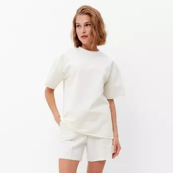 Костюм женский (футболка, шорты) MINAKU: Casual Collection цвет экрю, размер 46