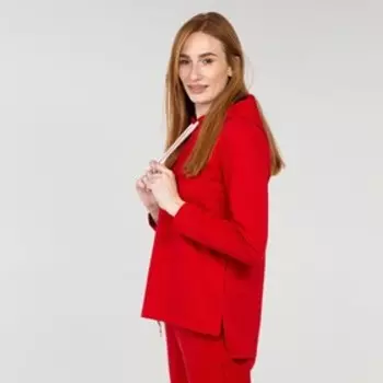 Костюм женский (худи, брюки), цвет красный, размер 52