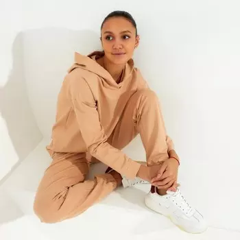 Костюм женский (худи, брюки) MINAKU: Casual Collection цвет бежевый, размер 50
