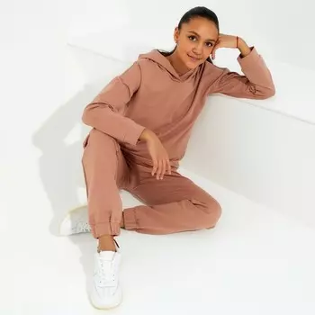Костюм женский (худи, брюки) MINAKU: Casual Collection цвет песочный, размер 52