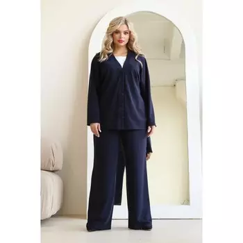 Костюм женский: кардиган, брюки, размер 48, цвет чёрный