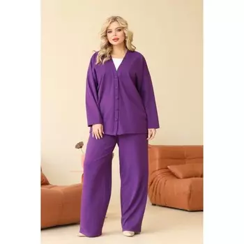 Костюм женский: кардиган, брюки, размер 50, цвет чёрный