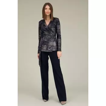 Костюм женский: кардиган и брюки, размер 54, цвет синий