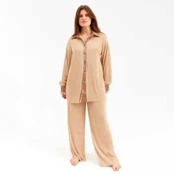 Костюм женский (рубашка, брюки) MINAKU: Casual Collection, цвет кофе, размер 50