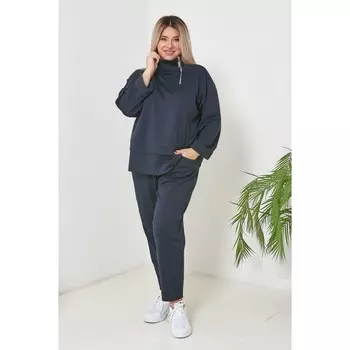 Костюм женский, размер 66, цвет тёмно-синий