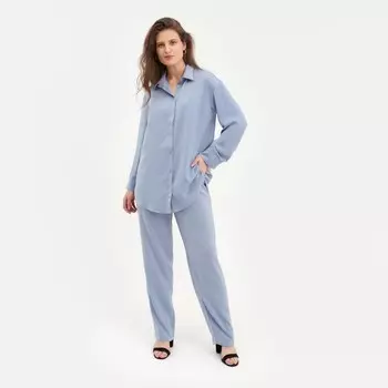 Костюм женский (рубашка, брюки) MINAKU: Silk pleasure, размер 50, серо-голубой