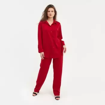 Костюм женский (рубашка, брюки) MINAKU: Silk pleasure, размер 54, красный