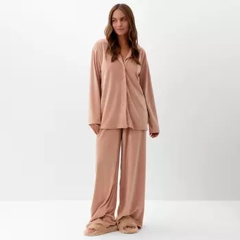 Пижама женская (рубашка, брюки) KAFTAN Plushy, размер 44-46, бежевая