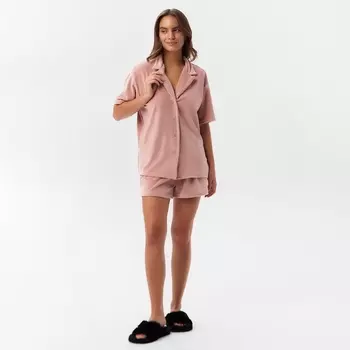 Пижама женская (рубашка, шорты) KAFTAN Plushy, размер 40-42, розовая