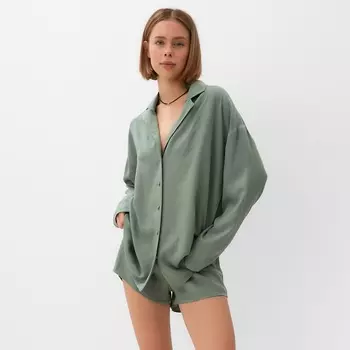 Костюм женский (рубашка, шорты) MINAKU: Casual Collection цвет оливковый, р-р 52