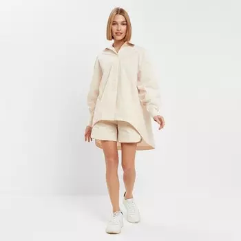 Костюм женский (рубашка, шорты) MINAKU: Oversize цвет молочный, размер 48