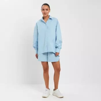 Костюм женский (рубашка, шорты) MINAKU: Oversize цвет голубой, размер 46