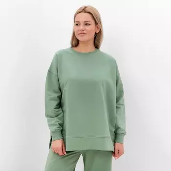 Костюм женский (свитшот/брюки), цвет оливковый, размер 44