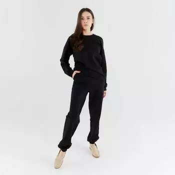 Костюм женский (свитшот, брюки) MINAKU: Casual Collection, размер 44, чёрный