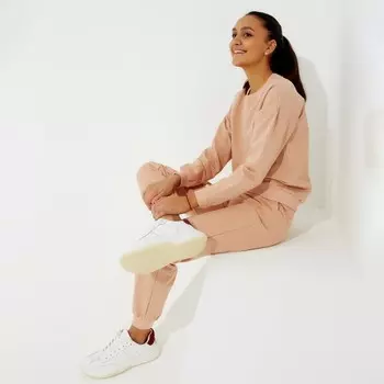 Костюм женский (свитшот, брюки) MINAKU: Casual Collection, размер 50, бежевый