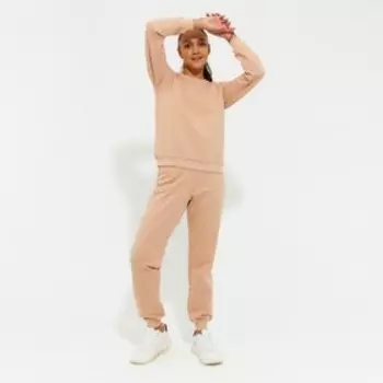 Костюм женский (свитшот, брюки) MINAKU: Casual Collection цвет бежевый, р-р 52