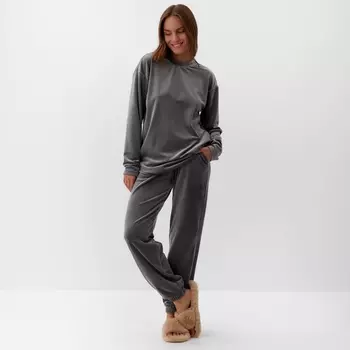 Костюм женский (свитшот, брюки) KAFTAN Plushy, размер 40-42, серый