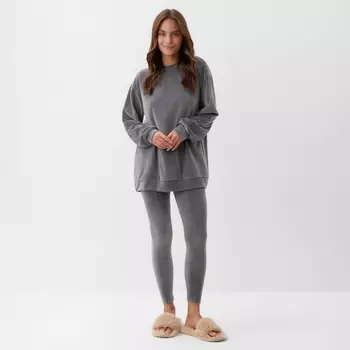 Костюм женский (свитшот, легинсы) KAFTAN Plushy, размер 52-54, серый