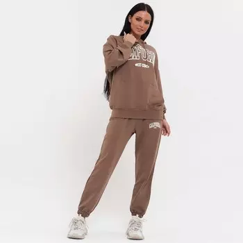 Костюм женский (толстовка, брюки), размер M (44), коричневый