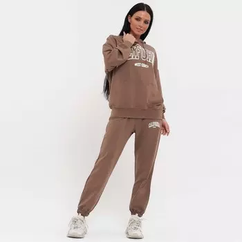 Костюм женский (толстовка/брюки), цвет коричневый, размер S (42)