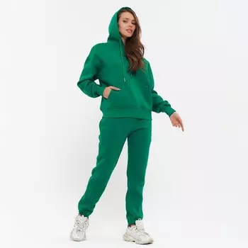 Костюм женский (толстовка/брюки), цвет тёмно-зелёный, размер 46 (L)