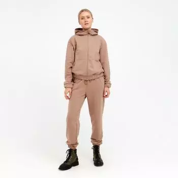 Костюм женский (толстовка, брюки) MINAKU: Casual collection цвет бежевый, размер 42