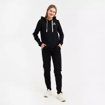 Костюм женский (толстовка, брюки) Шарлотта, размер 48, чёрный