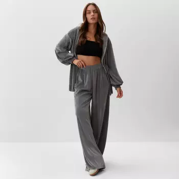 Костюм женский (толстовка, брюки) KAFTAN Plushy, размер 52-54, серый