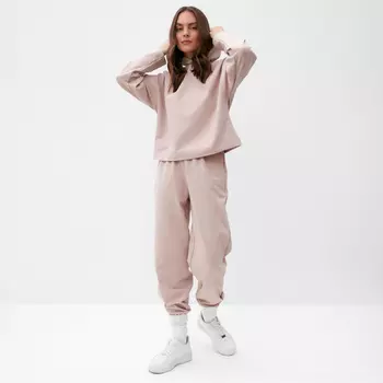 Костюм женский (толстовка и брюки) MIST Inspire с вышивкой, р. 48-50, бежевый