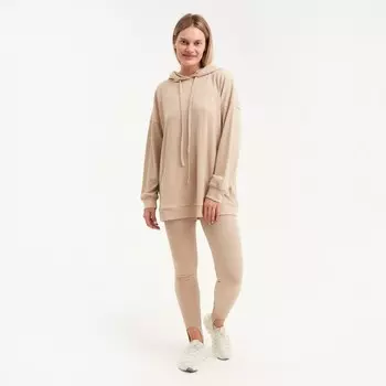 Костюм женский (толстовка/легинсы), цвет бежевый, размер 46