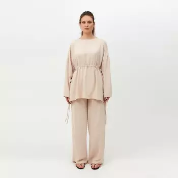 Костюм женский (туника, брюки) MINAKU: Casual Collection, размер 56, бежевый
