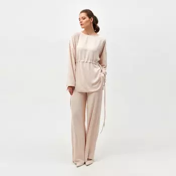Костюм женский (туника, брюки) MINAKU: Casual Collection, размер 42, бежевый