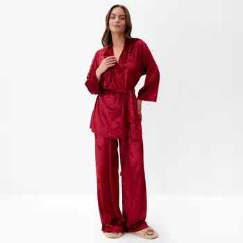 Костюм домашний женский (жакет, брюки) KAFTAN «Бархат», размер 48-50, бордовый