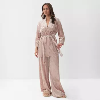 Костюм домашний женский (жакет, брюки) KAFTAN «Бархат», размер 48-50, розовый