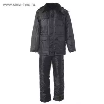 Костюм зимний «Охранник», куртка+п/комбинезон, полиэстер, цвет чёрный, размер 60-62/182-188