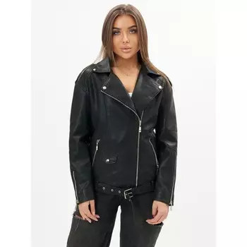 Косуха кожаная женская чёрного цвета, размер 44