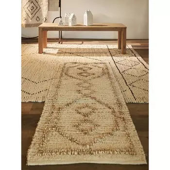 Ковёр из джута и переработанного хлопка Kolkata Ethnic, размер 70x160 см