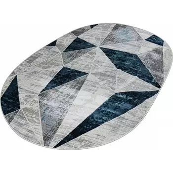 Ковёр овальный Kleopatra 37515A, размер 150x300 см, цвет blue fls/l.grey