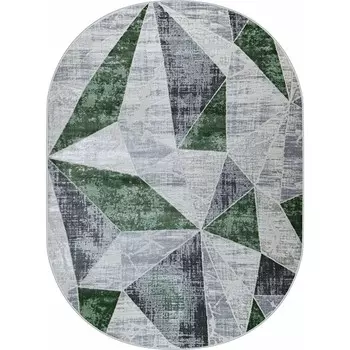 Ковёр овальный Kleopatra 37515A, размер 200x290 см, цвет green fls/l.grey