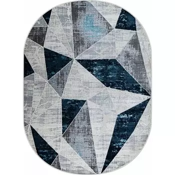 Ковёр овальный Kleopatra 37515A, размер 80x150 см, цвет blue fls/l.grey
