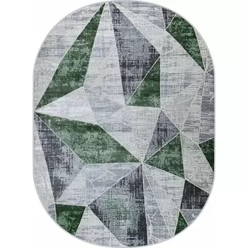 Ковёр овальный Kleopatra 37515A, размер 80x150 см, цвет green fls/l.grey