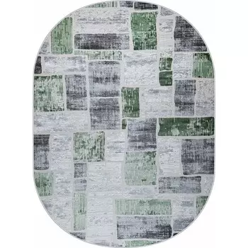 Ковёр овальный Kleopatra 38471A, размер 125x180 см, цвет green fls/l.grey