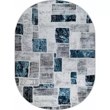 Ковёр овальный Kleopatra 38471A, размер 200x290 см, цвет blue fls/l.grey