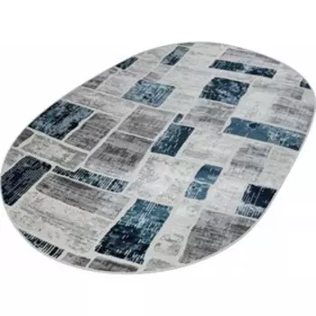 Ковёр овальный Kleopatra 38471A, размер 80x150 см, цвет blue fls/l.grey