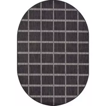 Ковёр овальный Vegas s004, размер 200x390 см, цвет black-gray