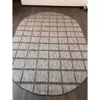 Ковёр овальный Vegas s004, размер 200x390 см, цвет gray-black