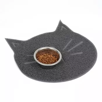 Коврик 2-в-1 под миску/туалет животных 3838 см серый